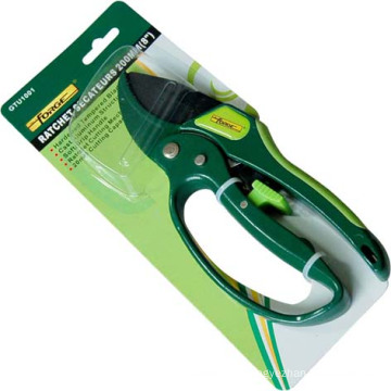 Tesoura de poda jardim 8" catraca Secateurs com punho da liga de alumínio